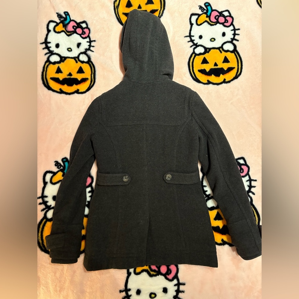 Aeropostale Charcoal Gray Wool Blend Toggle Coat with Hood - Picture 11 of 13